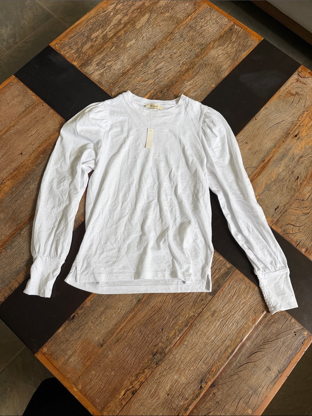 Womens Madewell Long-Sleeve Crew Neck Shirt - White XS. NWT
